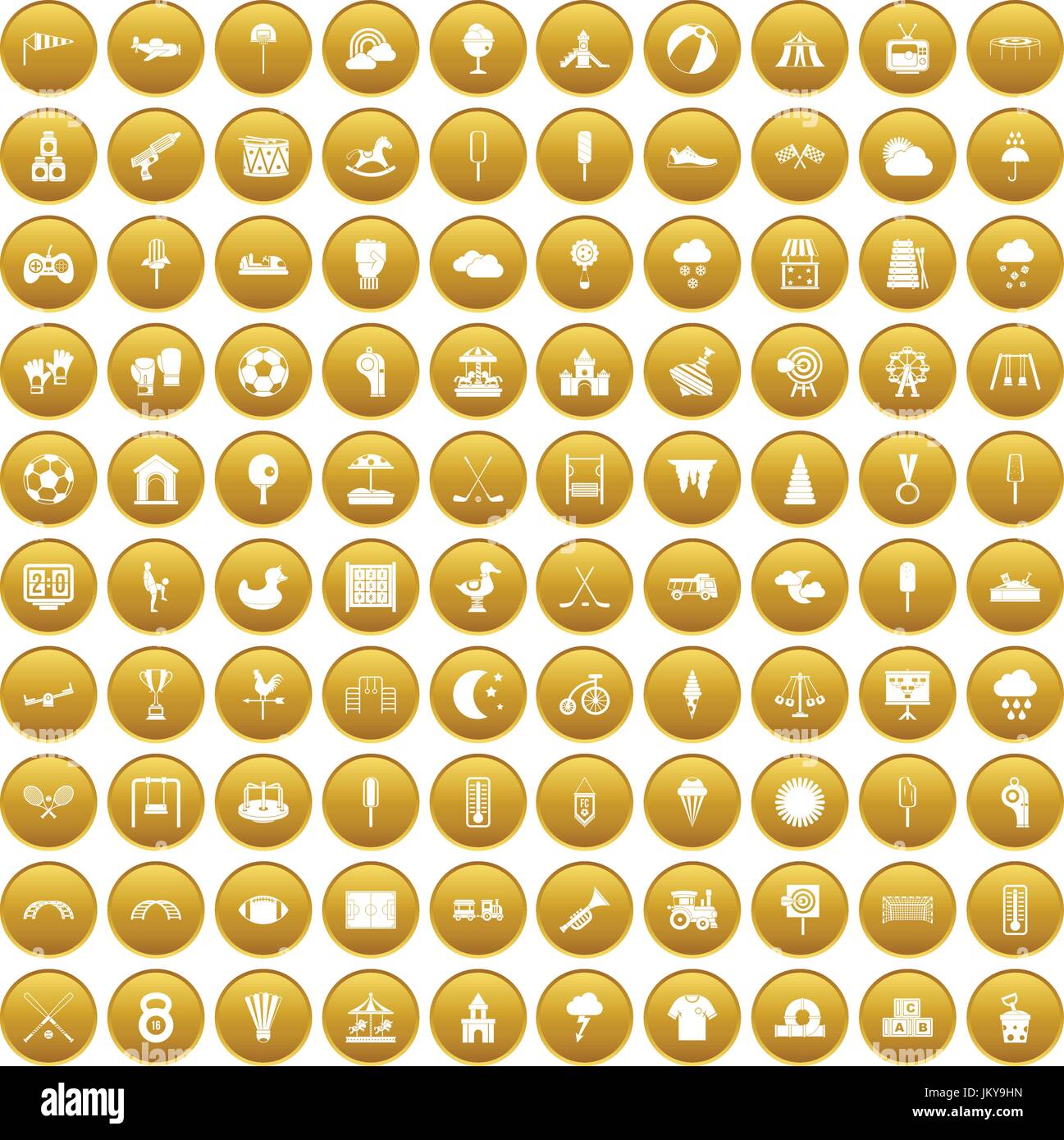 100 childrens playground icons set gold Stock Vector Image & Art - Alamy
