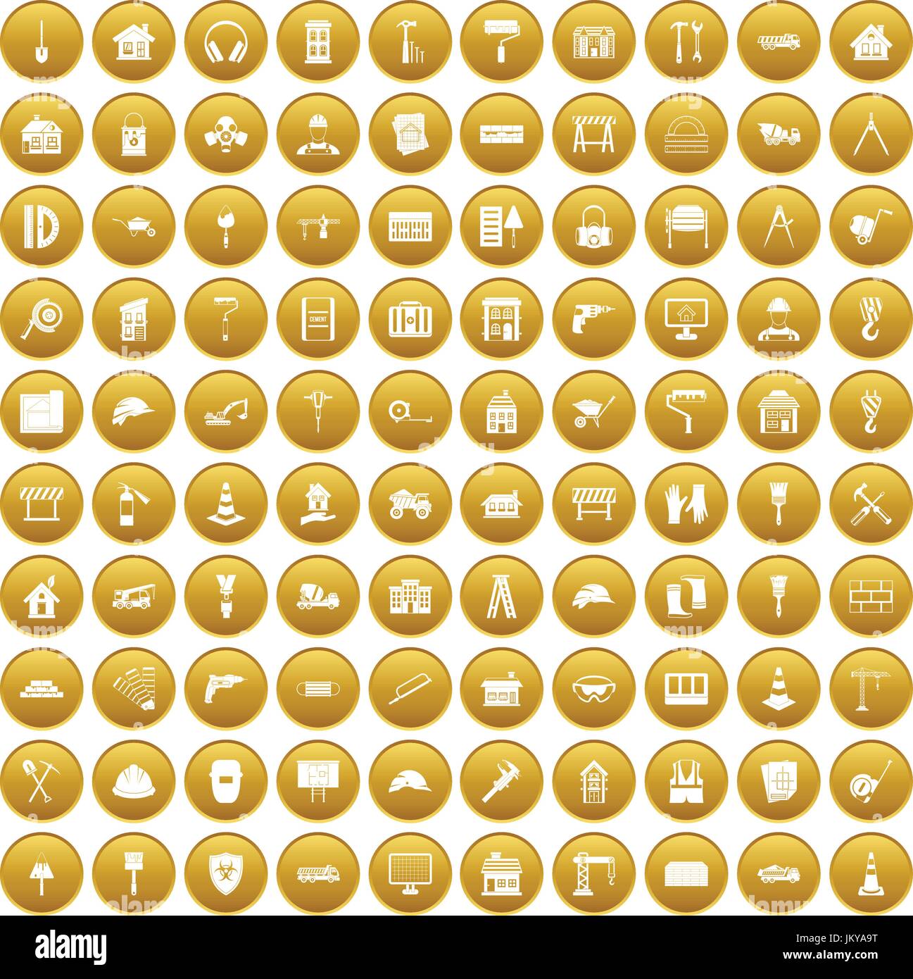 100 construction icons set gold Stock Vector Image & Art - Alamy