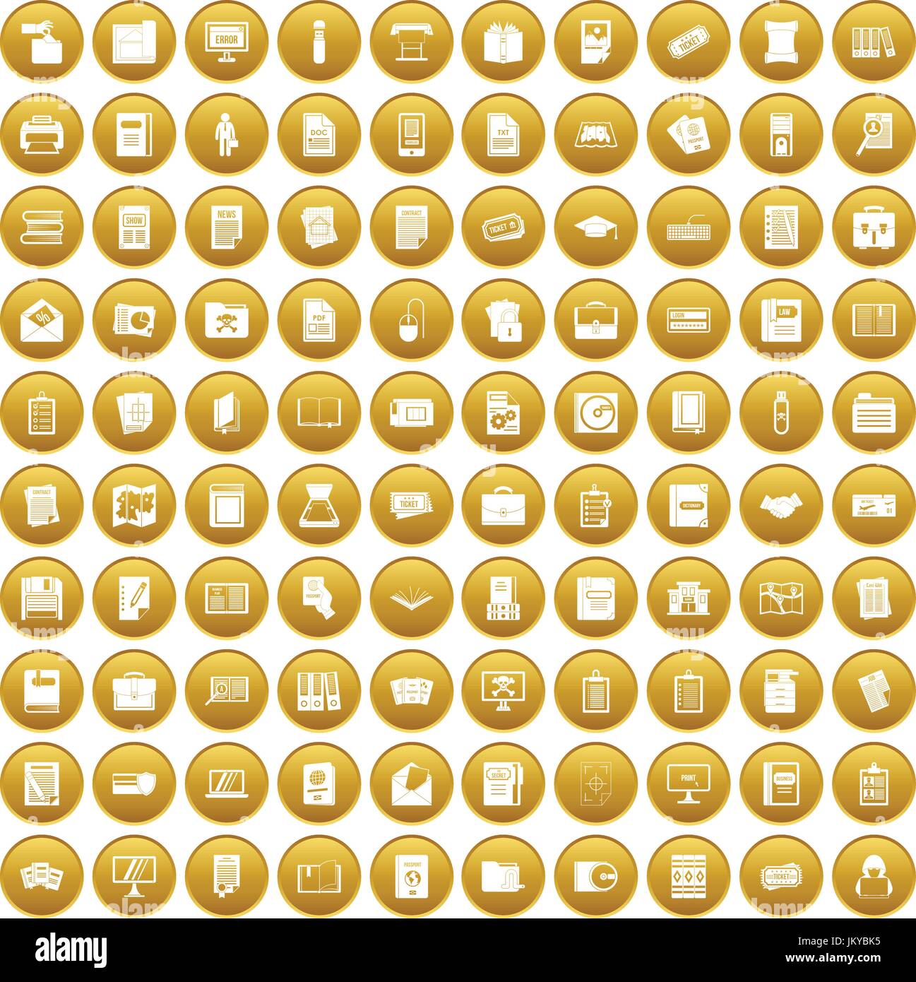 100 document icons set gold Stock Vector Image & Art - Alamy