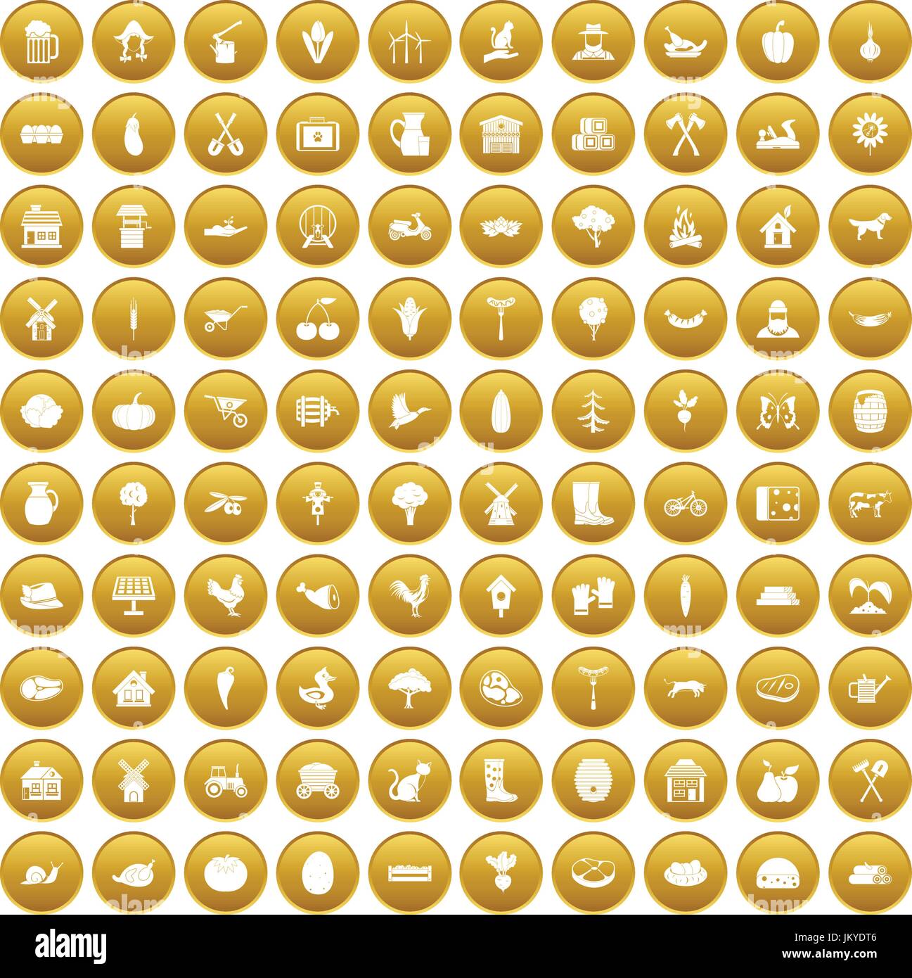 100 farm icons set gold Stock Vector Image & Art - Alamy