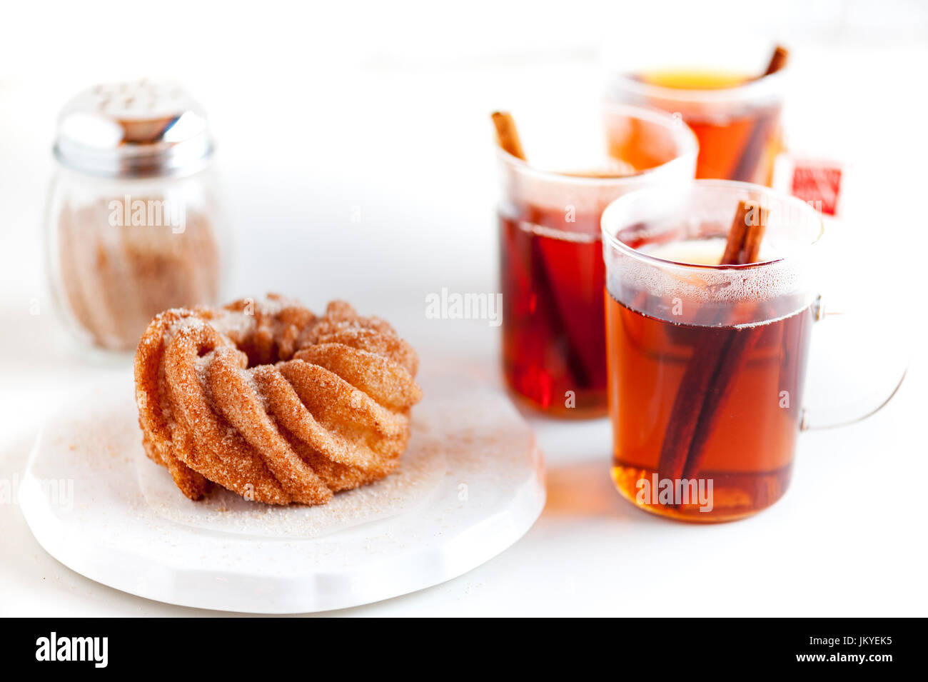 tea and donuts Stock Photo