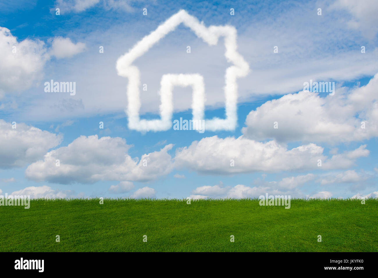 House in the sky made of clouds - 3d rendering Stock Photo - Alamy