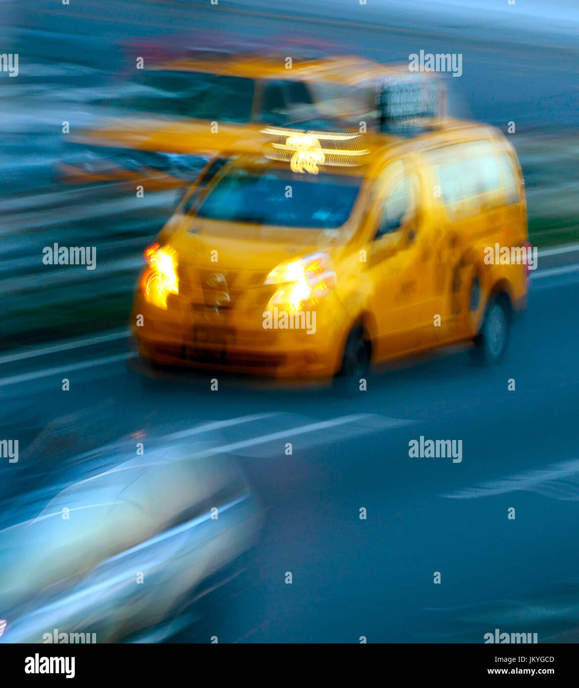 New York City taxi cab on highway Stock Photo