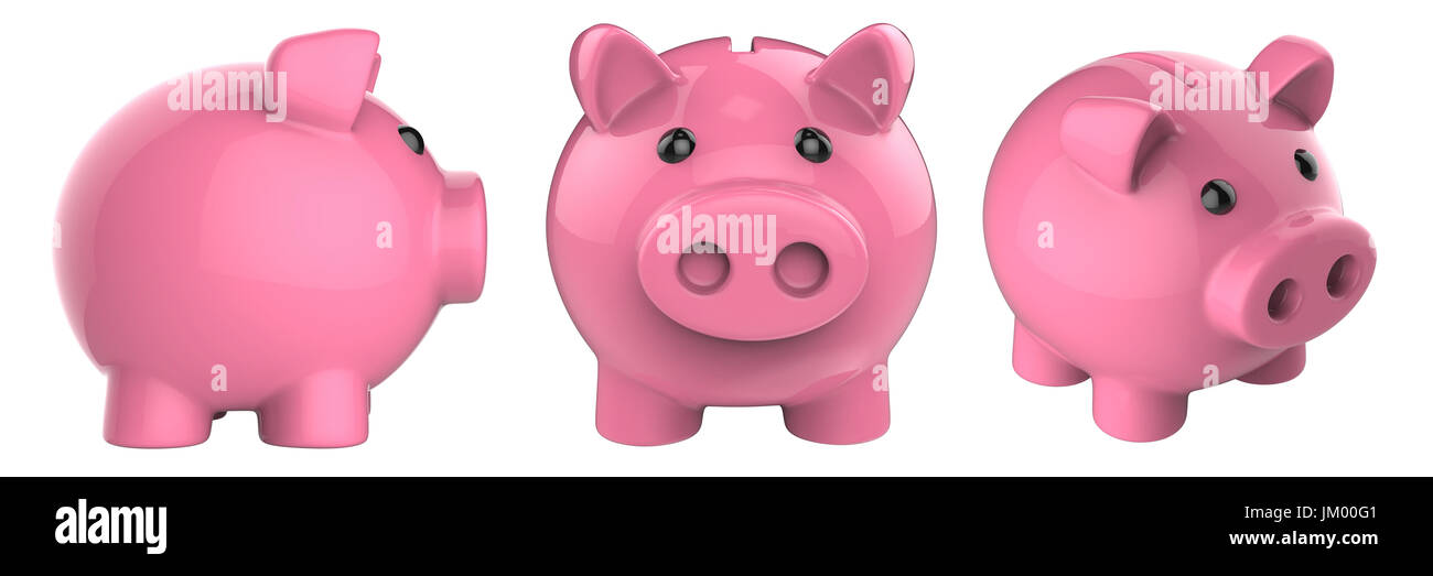 3d rendering piggy bank isolated on white Stock Photo - Alamy