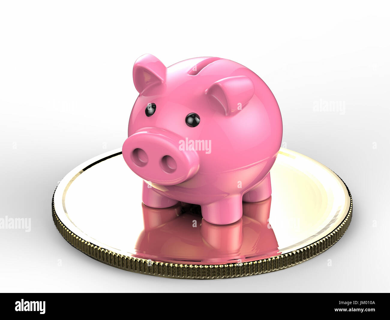 3d rendering piggy bank on golden coin Stock Photo - Alamy