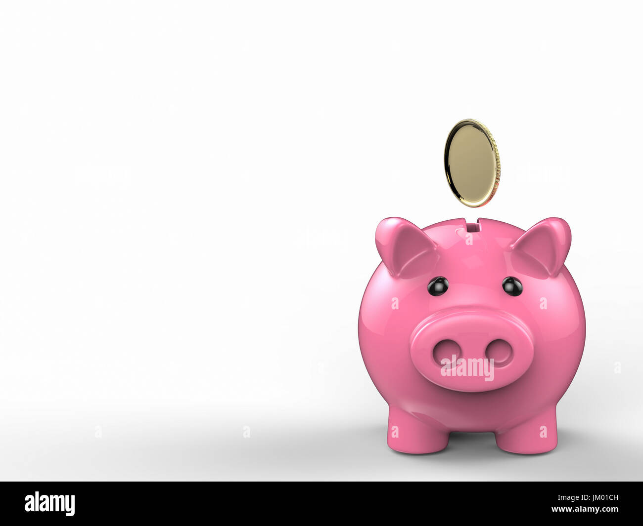 3d rendering piggy bank with gold coin falling Stock Photo - Alamy