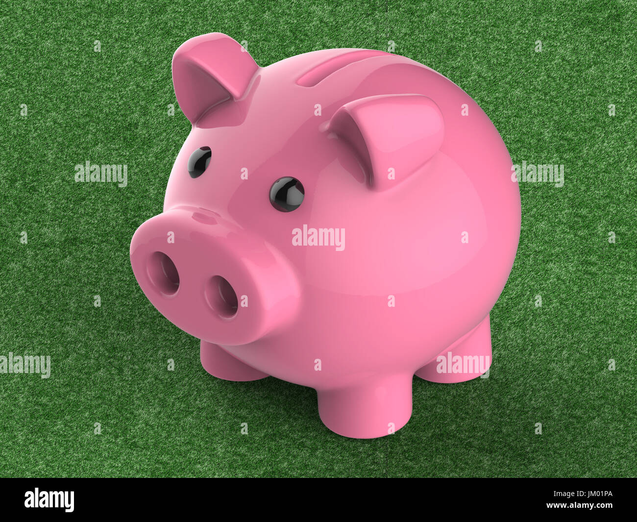 3d rendering piggy bank on green background Stock Photo - Alamy