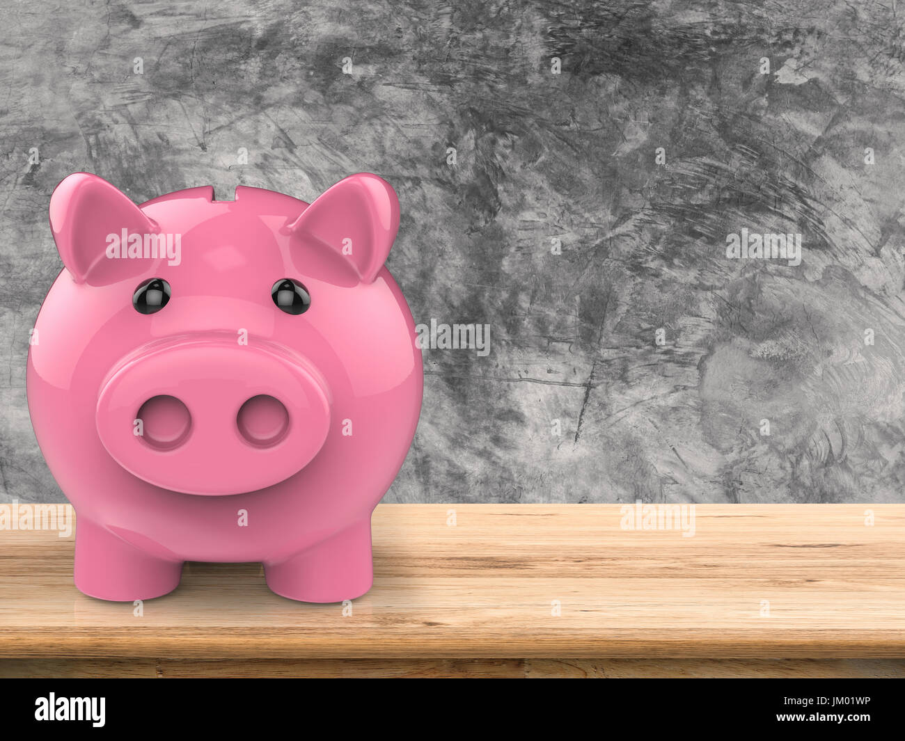 3d rendering piggy bank on wooden counter Stock Photo - Alamy