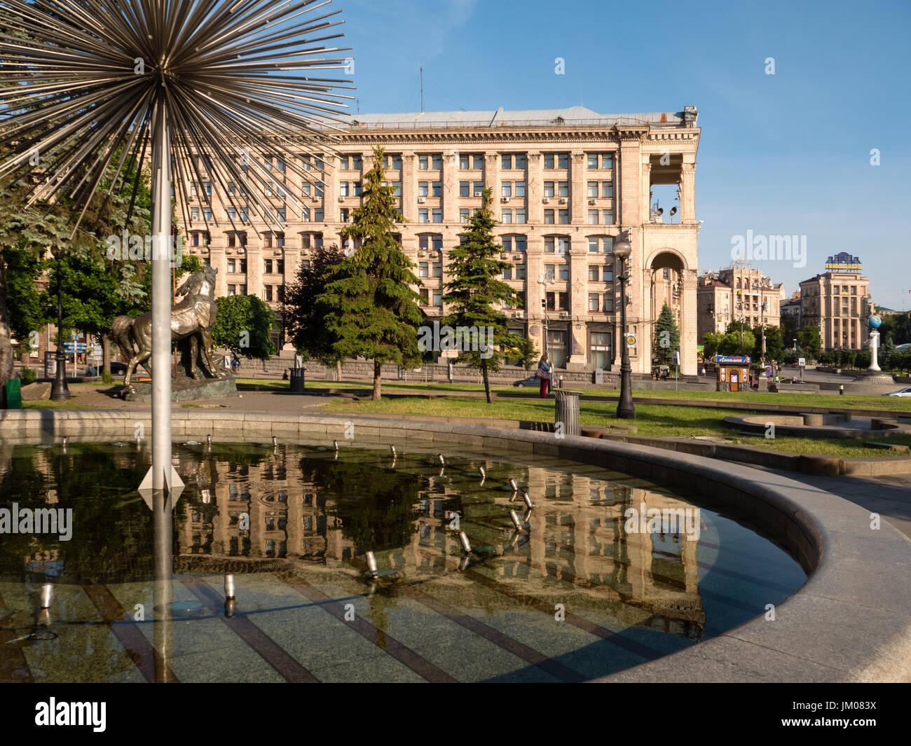 KYIV, UKRAINE - JUNE 10, 2016:  Side view of Main Post Office (Ukrainian State Enterprise of Posts “Ukrposhta”) “Building on Khreschatyk Street Stock Photo