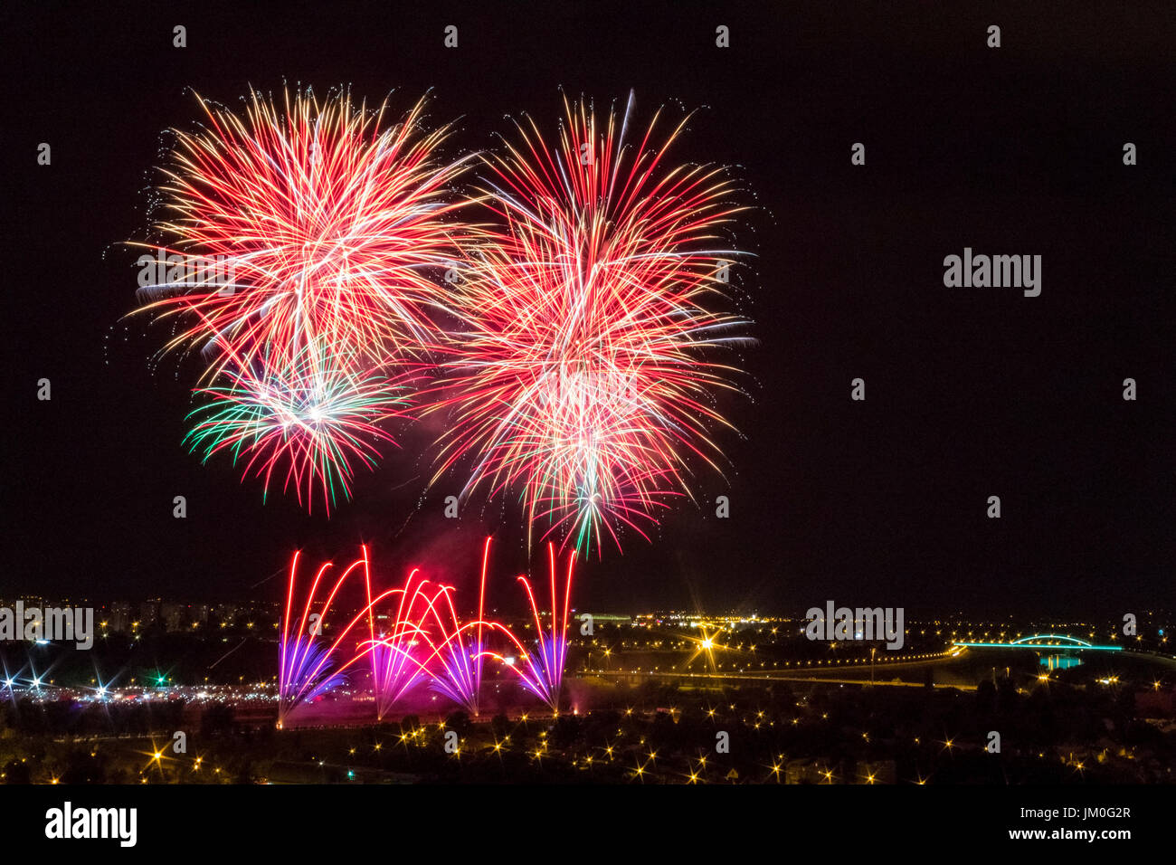 Festival of fireworks in Zagreb that lasts for three days Stock Photo