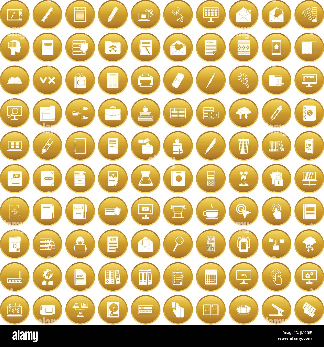 100 folder icons set gold Stock Vector Image & Art - Alamy