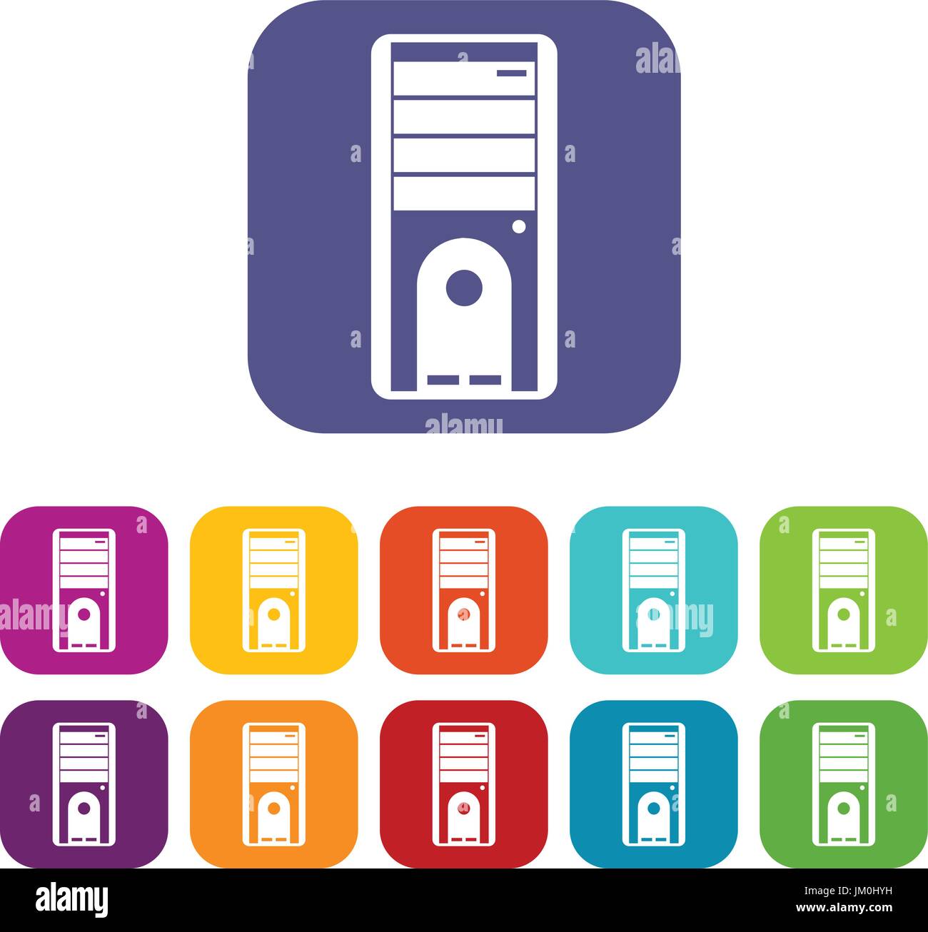 Computer system unit icons set Stock Vector