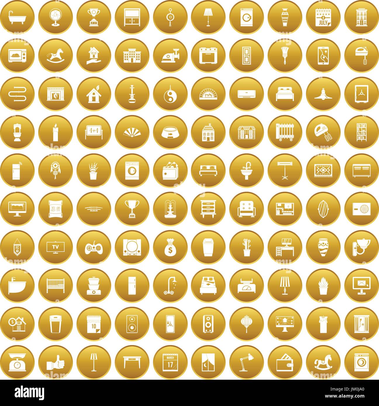 100 interior icons set gold Stock Vector Image & Art - Alamy