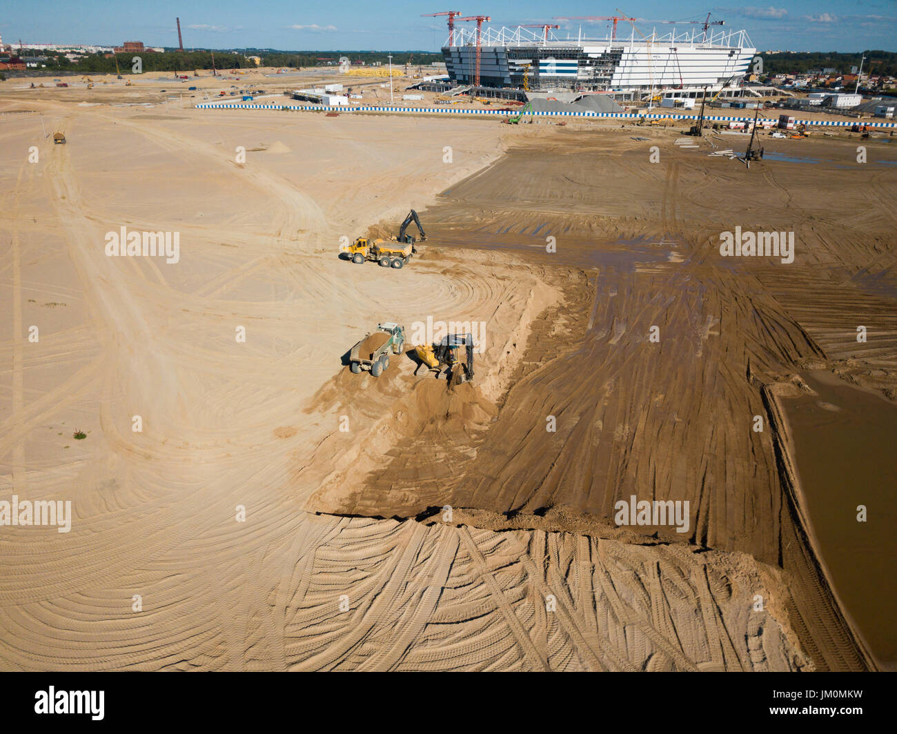 Construction of a football stadium in Kaliningrad Stock Photo