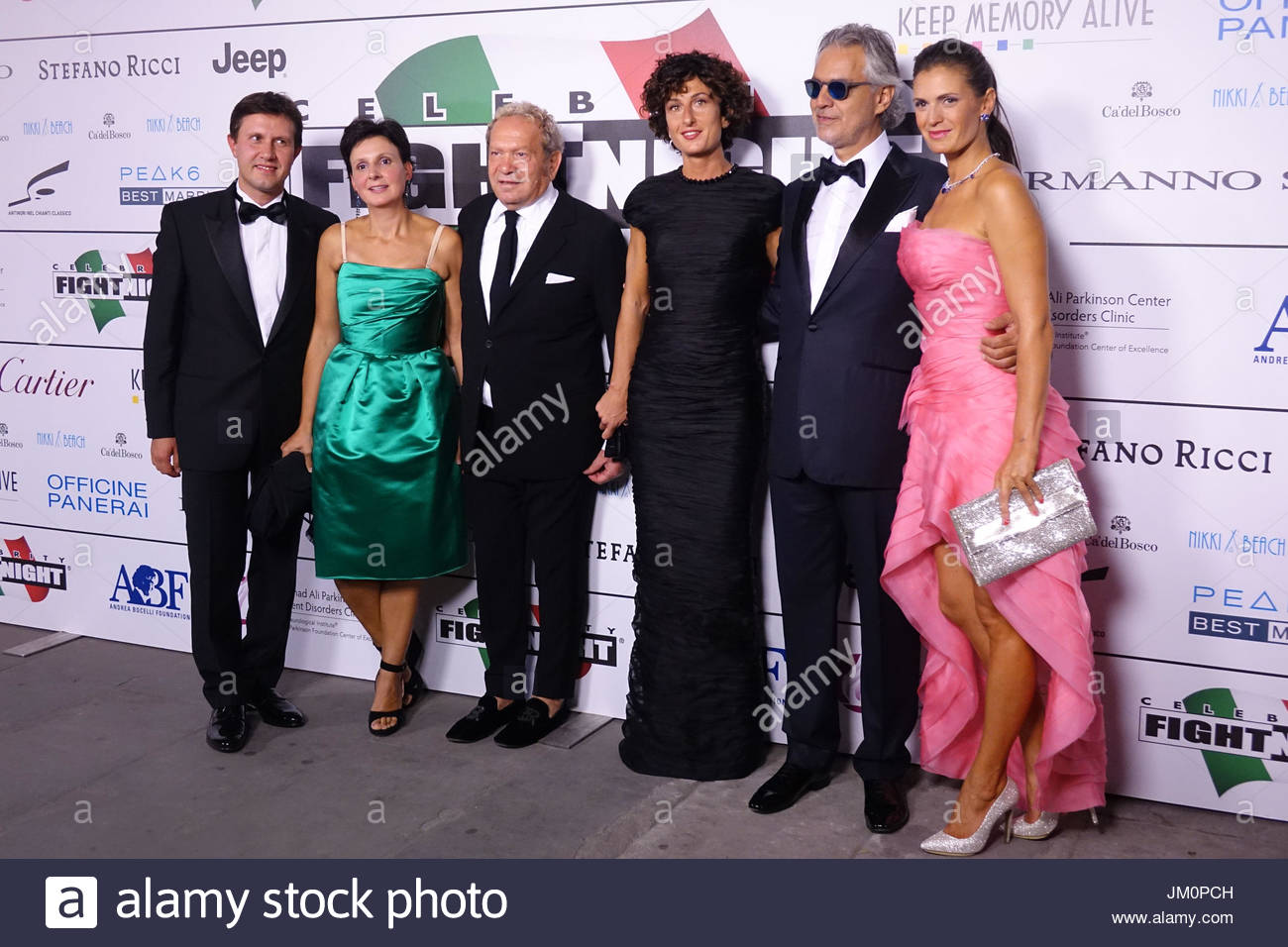 Andrea Bocelli and wife Veronica with Dario Nardella and wife Stock ...