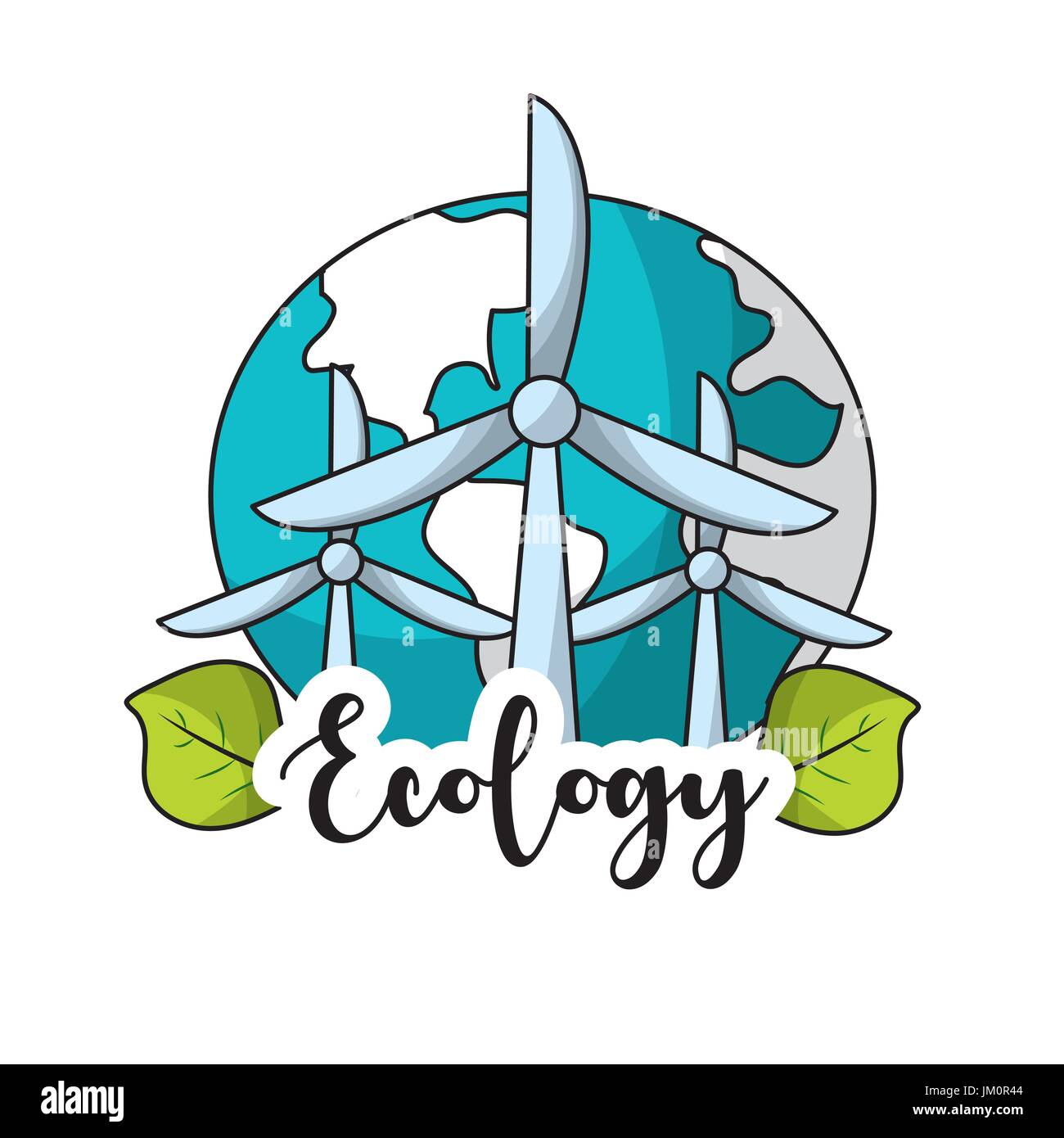 global earth planet with windpower and leaves Stock Vector Image & Art ...