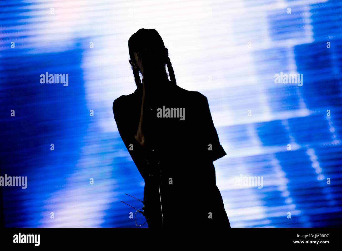 BONTIDA, ROMANIA - JULY 14, 2017: British musical outfit, Unkle band playing a live concert at Electric Castle Festival Stock Photo