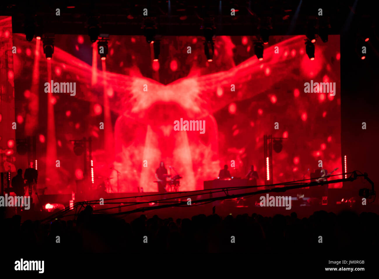 BONTIDA, ROMANIA - JULY 14, 2017: British musical outfit, Unkle band playing a live concert at Electric Castle Festival Stock Photo