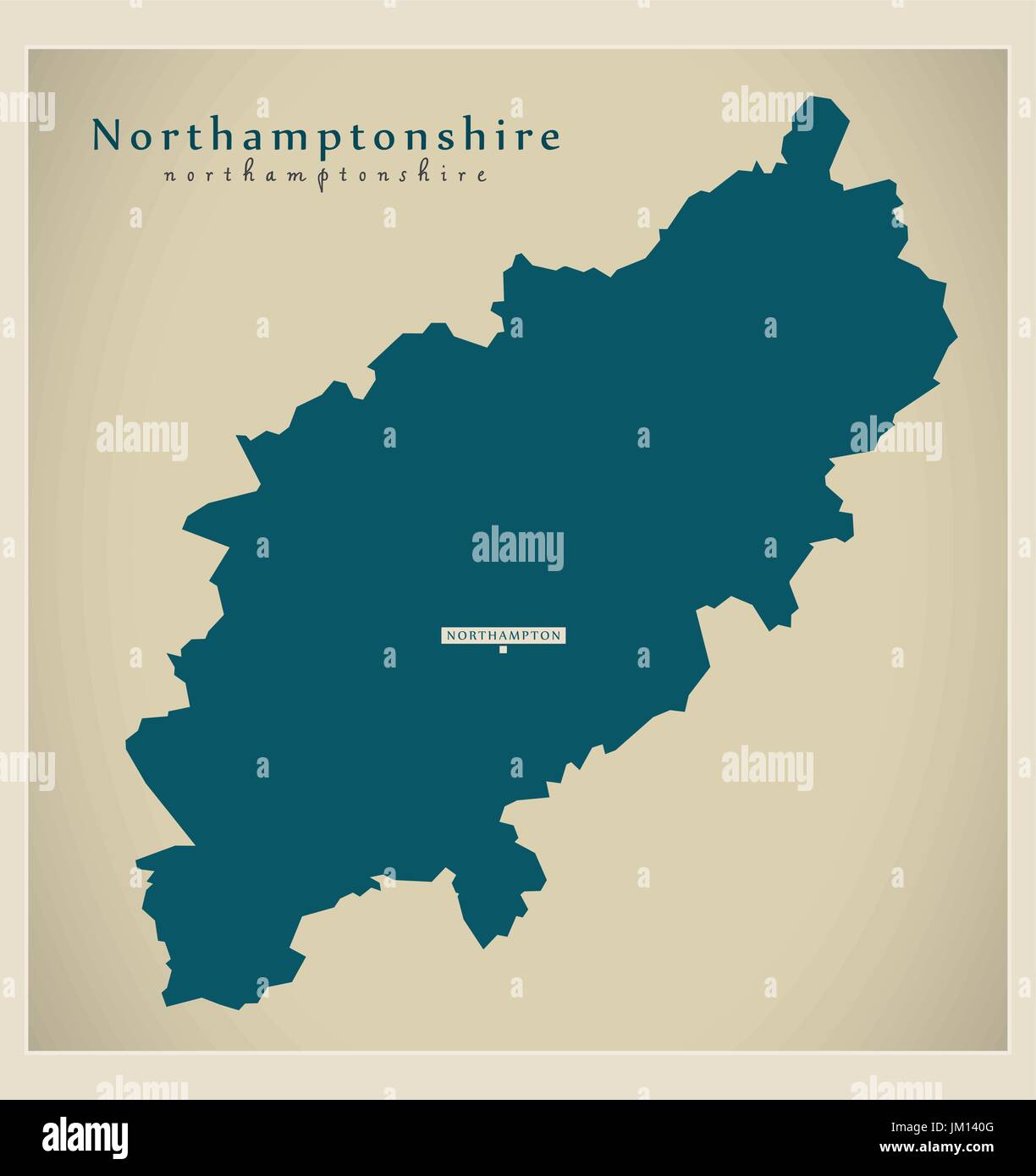 Modern Map - Northamptonshire county England UK illustration Stock Vector