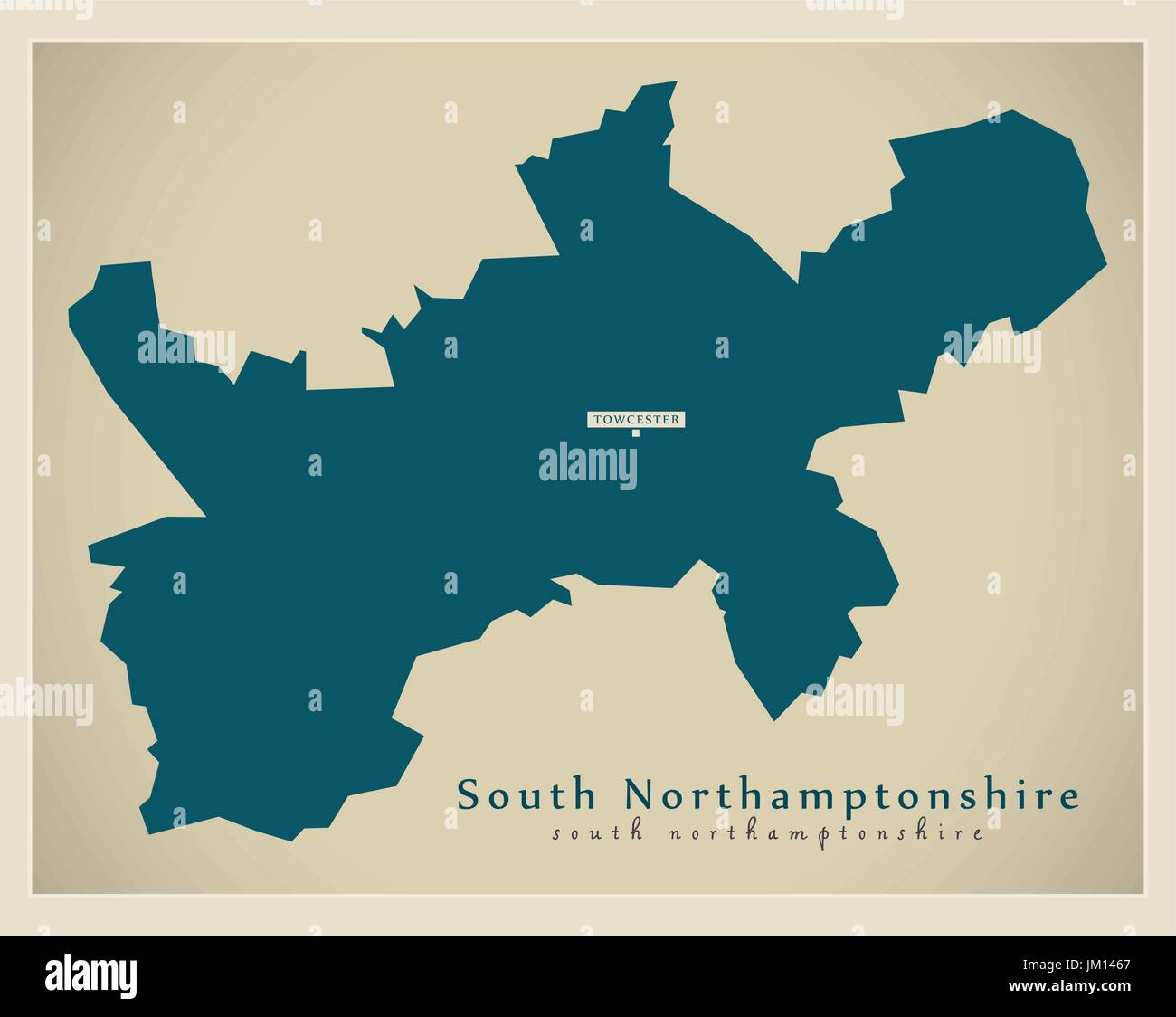 Modern Map - South Northamptonshire district England UK illustration ...