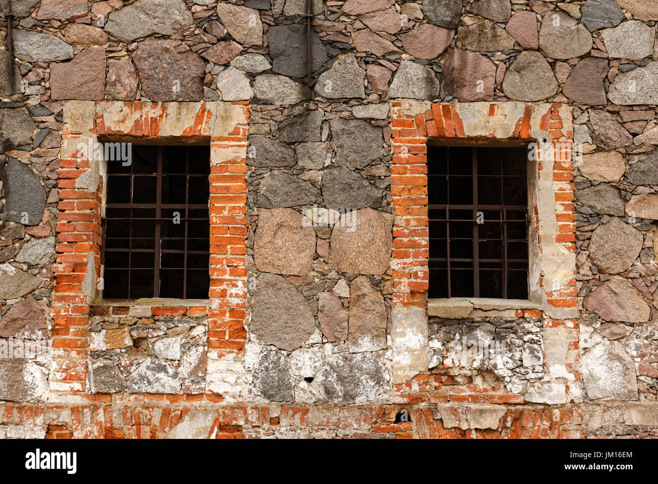Old stone and brick wall with window Stock Photo - Alamy