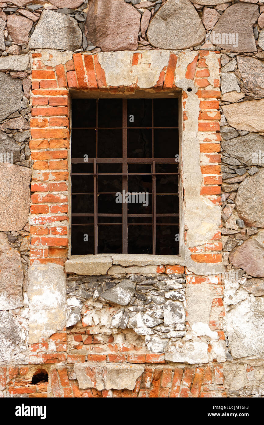 Old stone and brick wall with window Stock Photo - Alamy