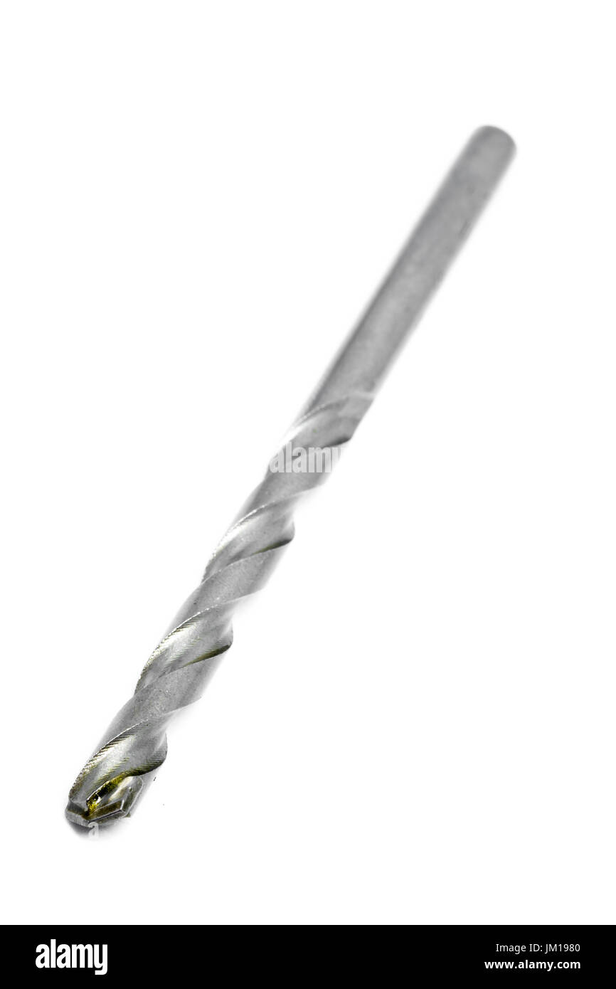 Drill bits for construction on white background. Stock Photo