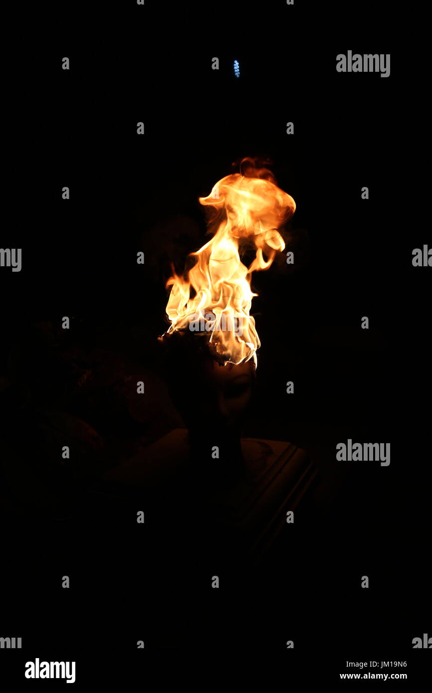 ORANGE FIRE FLAMES ON BLACK BACKGROUND Stock Photo - Alamy