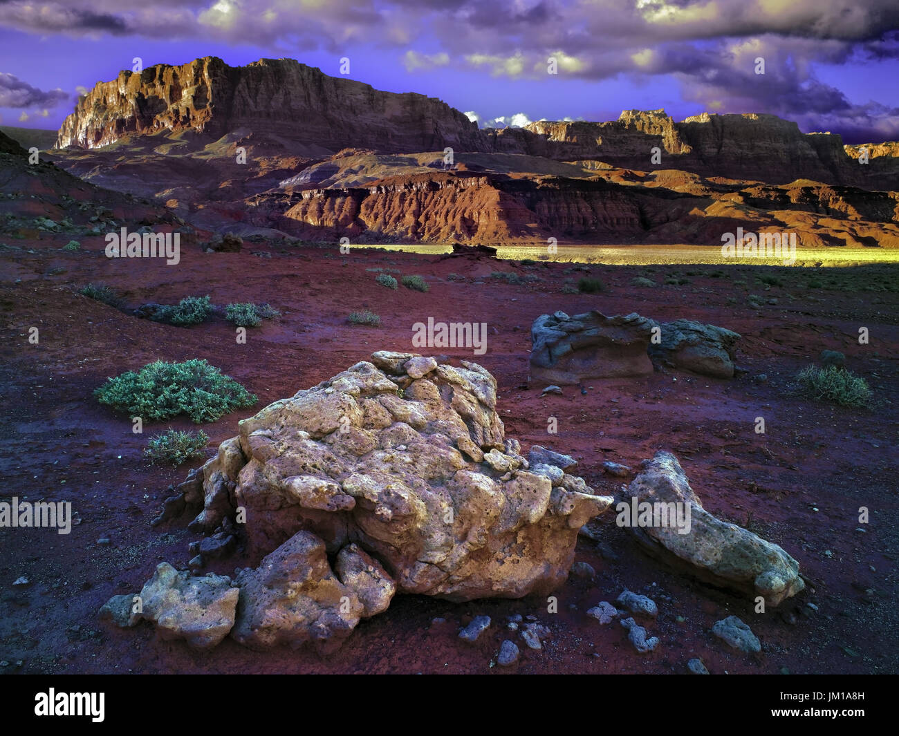 An evening view of the Paria Canyon-Vermilion Cliffs National Park, Arizona, USA Stock Photo