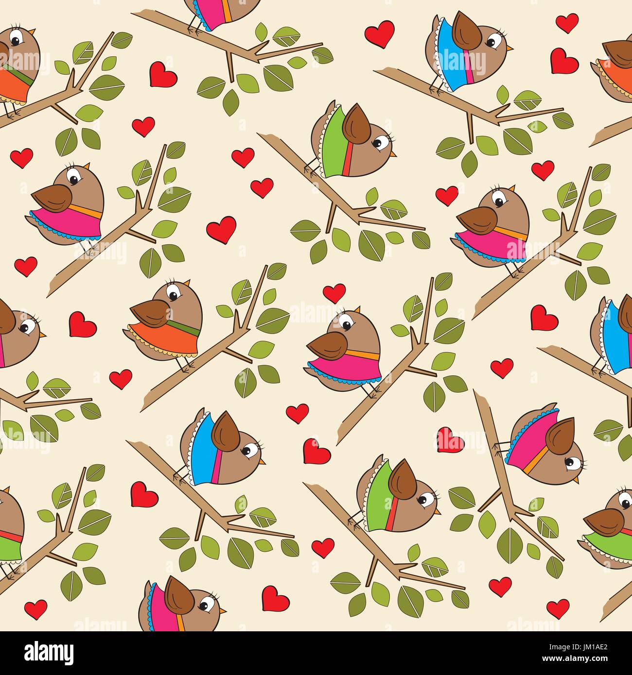 funny seamless pattern with dressed birds, vector format Stock Vector ...