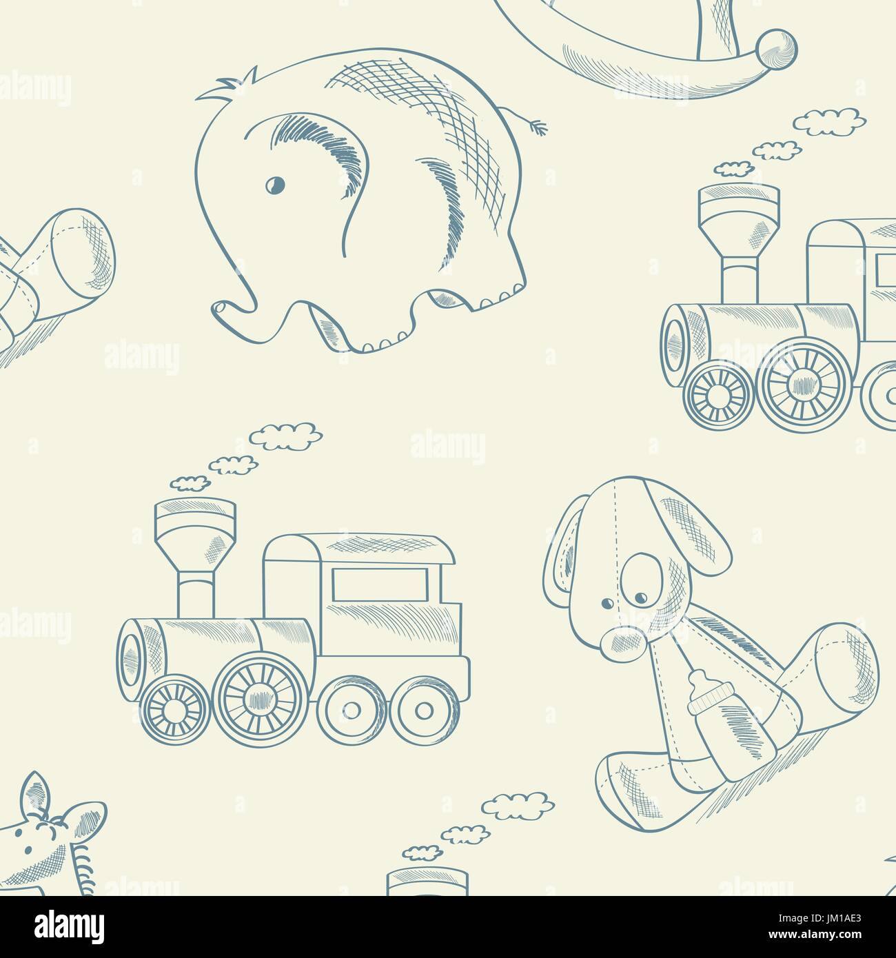 seamless pattern with retro toys, vector format Stock Vector