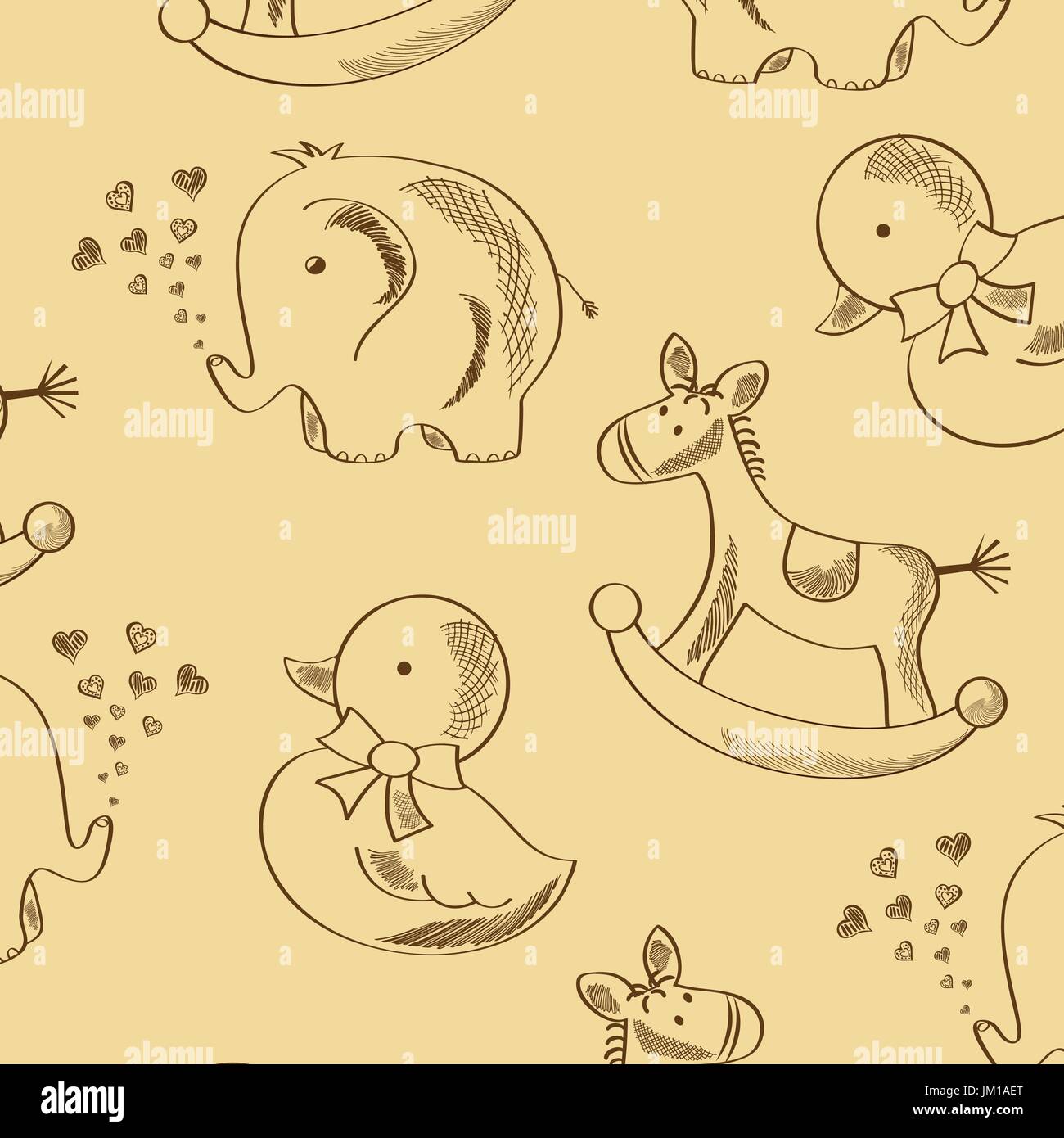 seamless pattern with retro toys, vector format Stock Vector