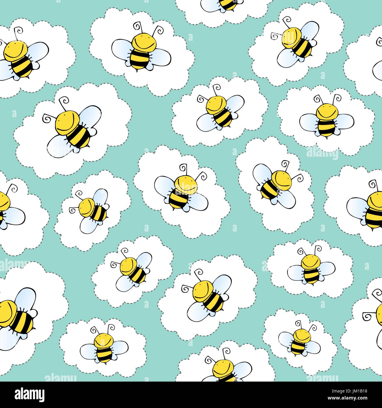 doodle seamless pattern with bees, vector format Stock Vector Image ...