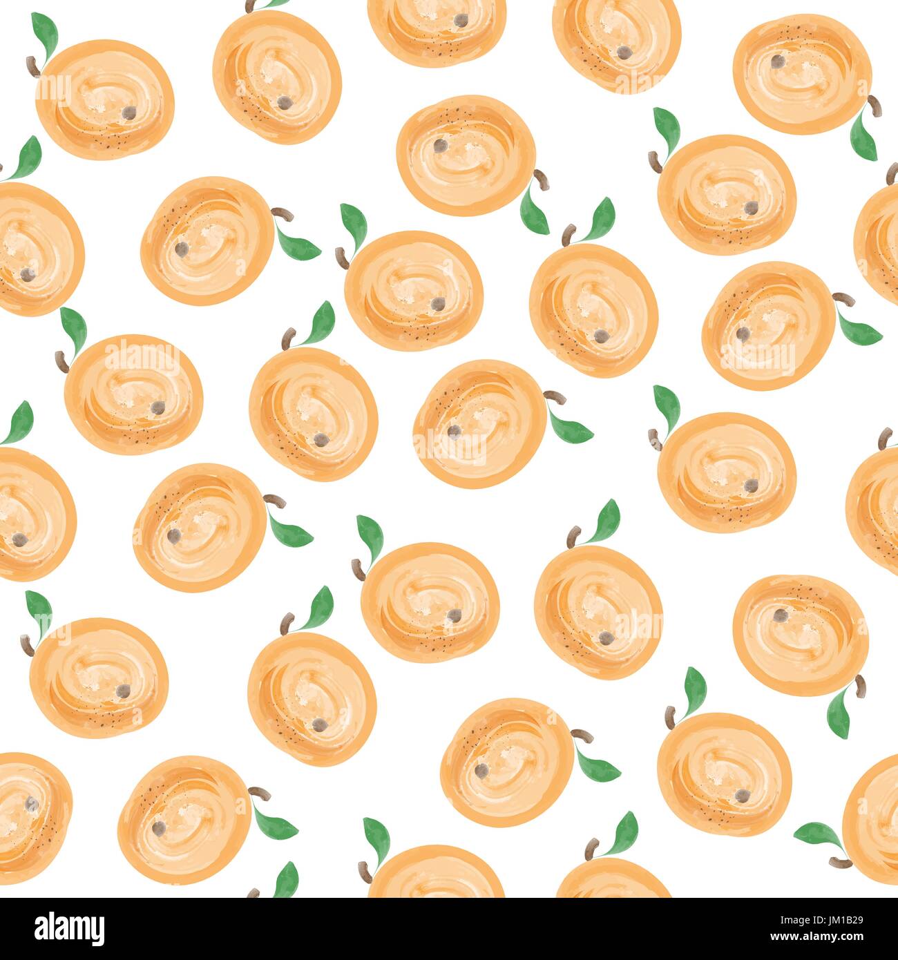 fresh watercolor seamless pattern with apricots, vector format Stock Vector