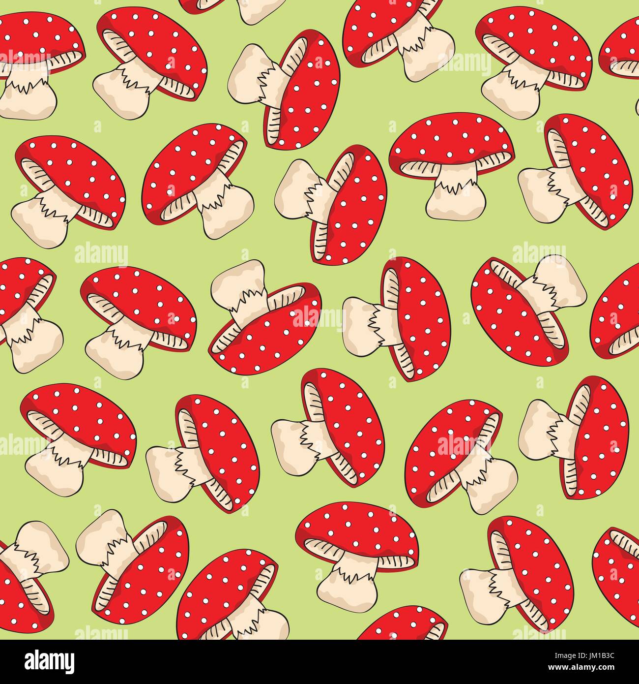 seamless pattern with red mushrooms, vector format Stock Vector Image