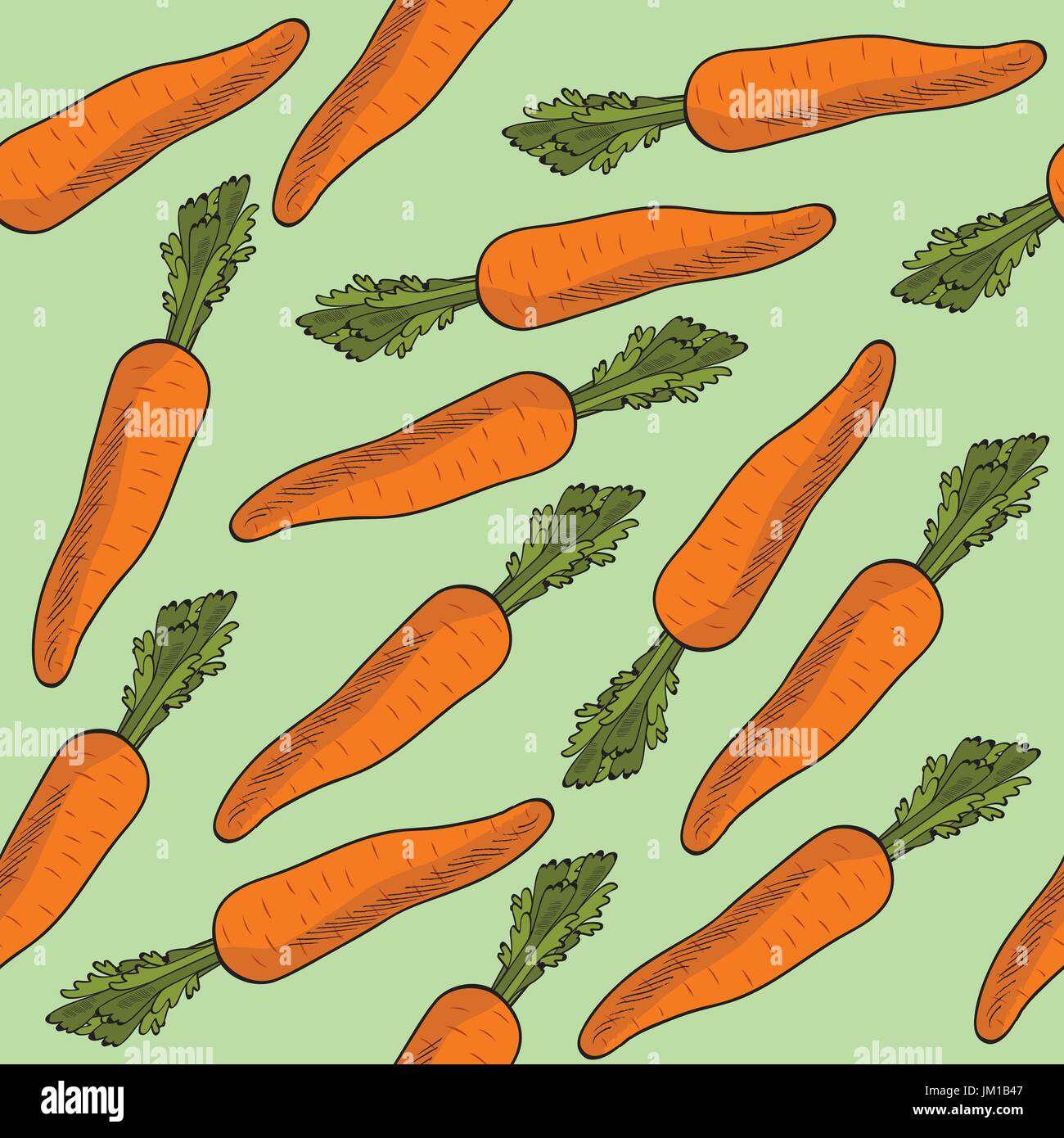 fresh seamless pattern with carrots, vector format Stock Vector