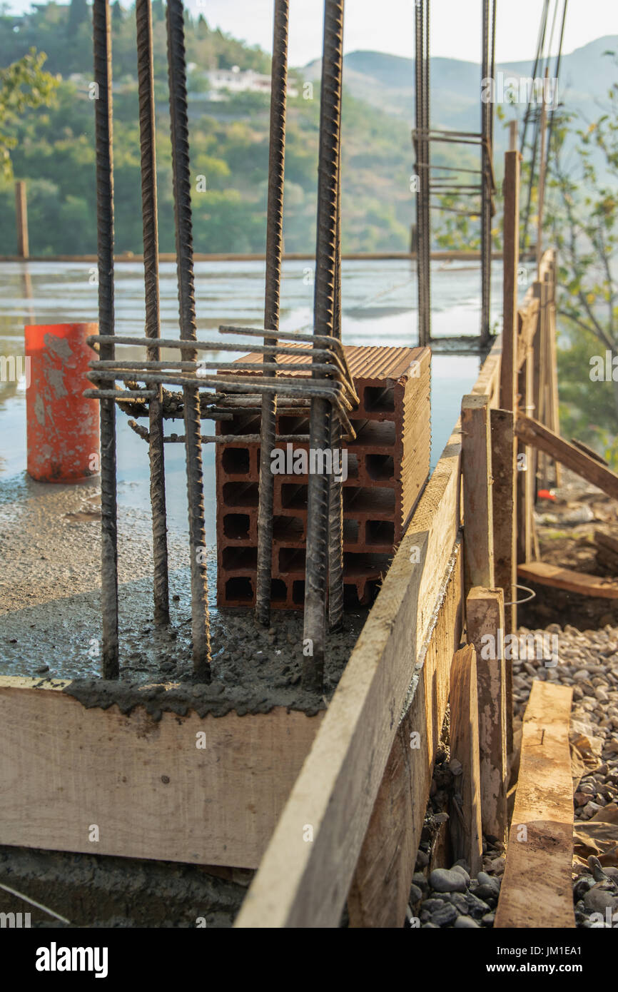 Construction site iron for the pillars Stock Photo Alamy