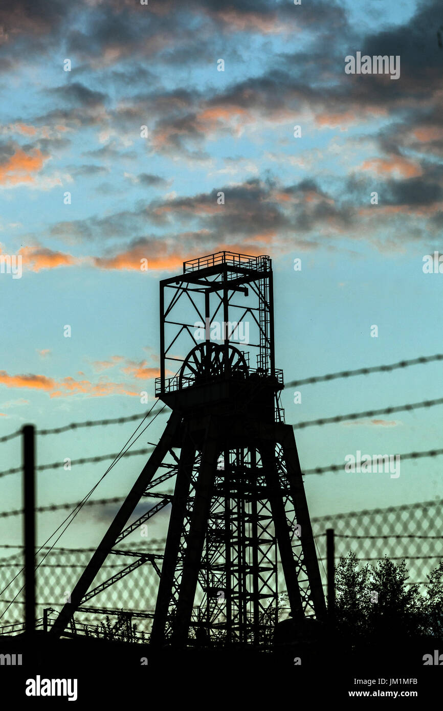 Shaft tower of the former uranium mine, Dolni Rozinka, Czech Republic, Europe Stock Photo