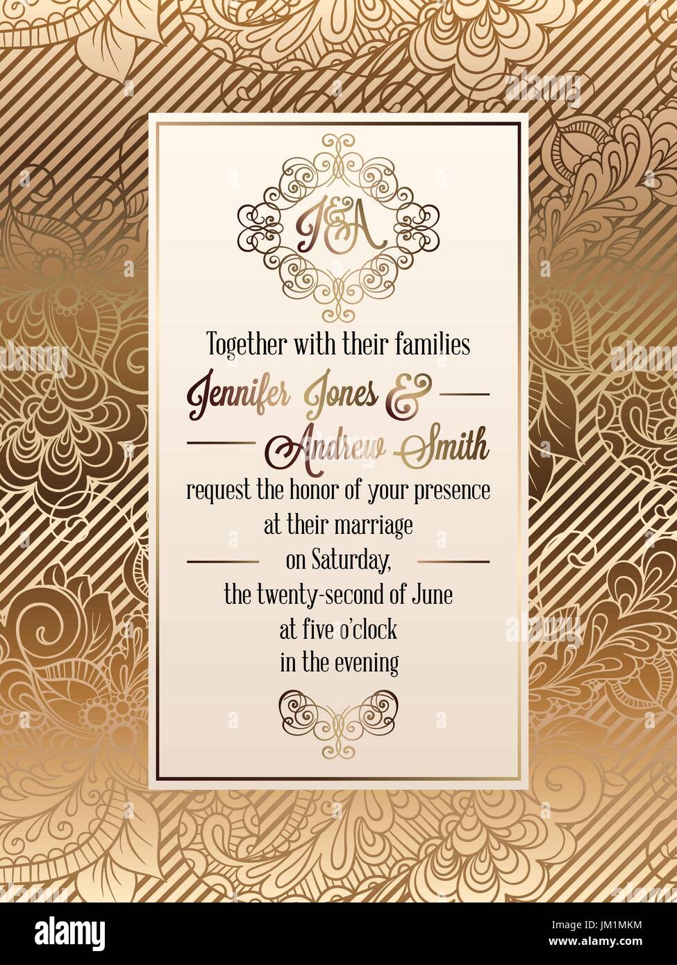 Vintage baroque style wedding invitation card template.. Elegant Inside Sample Wedding Invitation Cards Templates