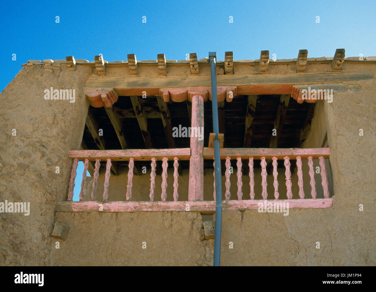 Acoma Pueblo, Grants, New Mexico, USA; balcony of San Esteban del Rey Mission schoolroom Stock Photo