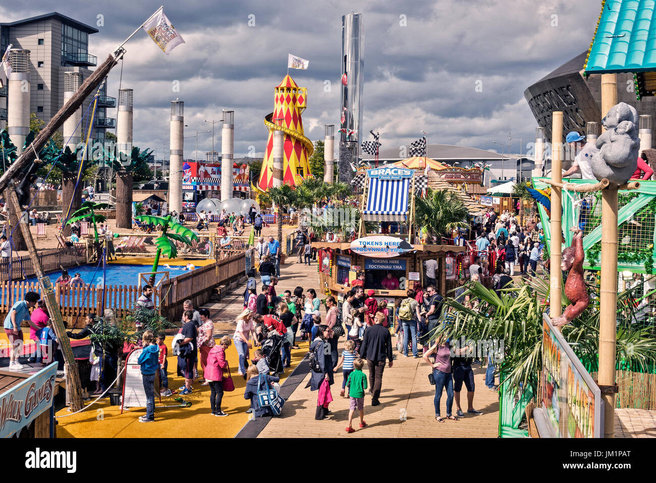 Amusement Park Cardiff Bay Glamorganshire UK Stock Photo - Alamy