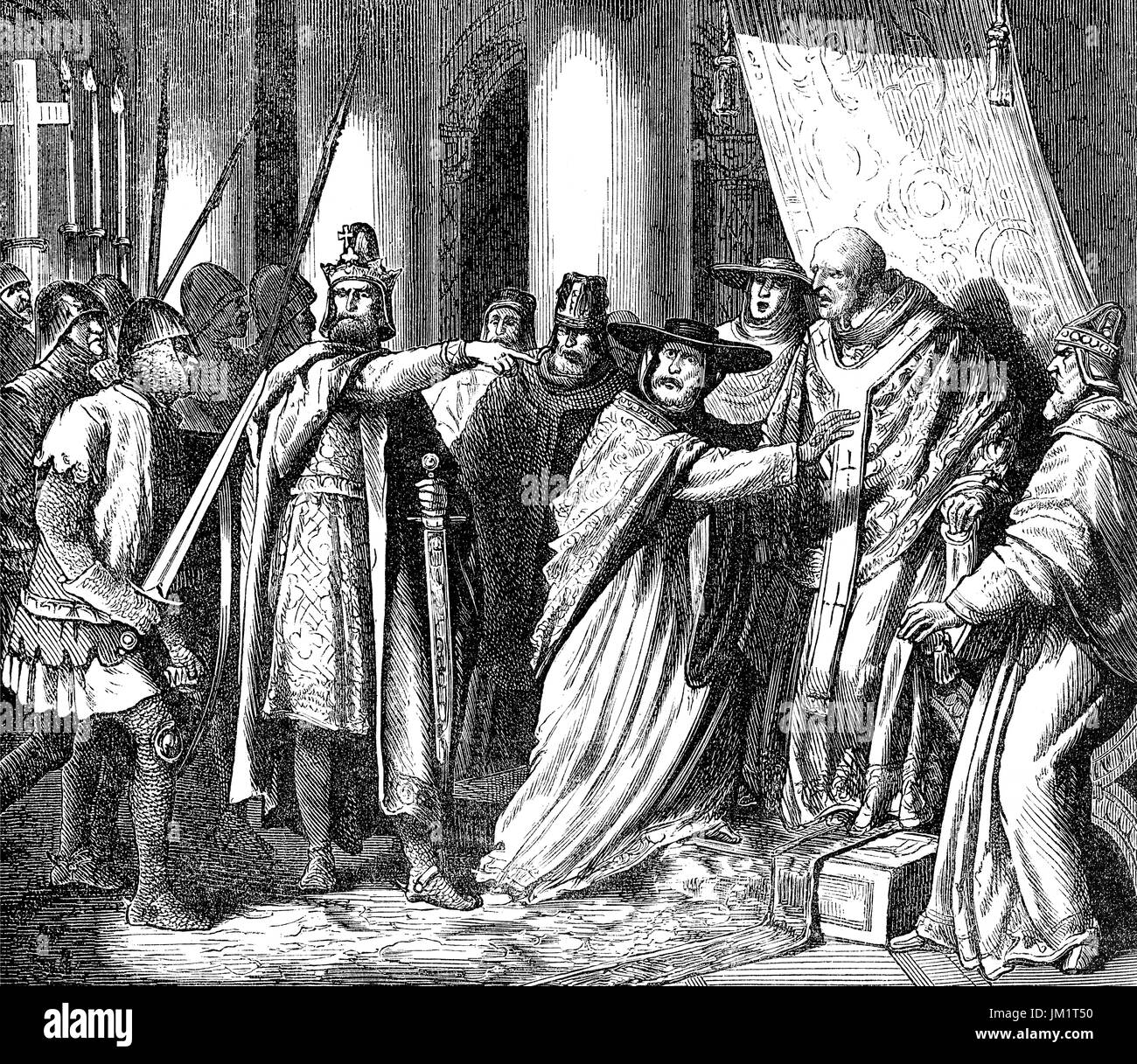 The capture of Pope Paschal II, born Ranierius, was Pope from 13 August 1099 to his death in 1118 Stock Photo