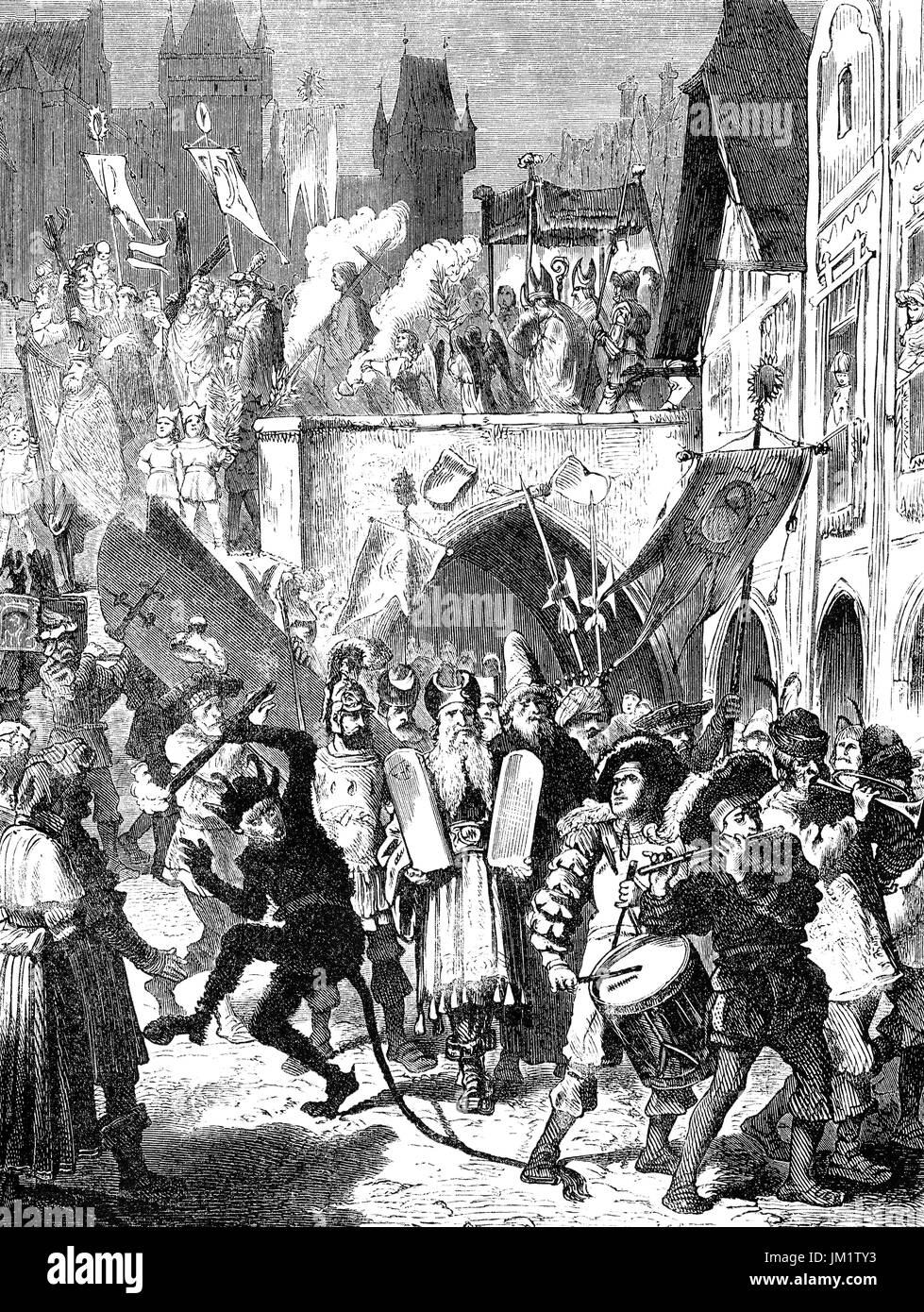 A Corpus Christi procession in the 18th century Stock Photo