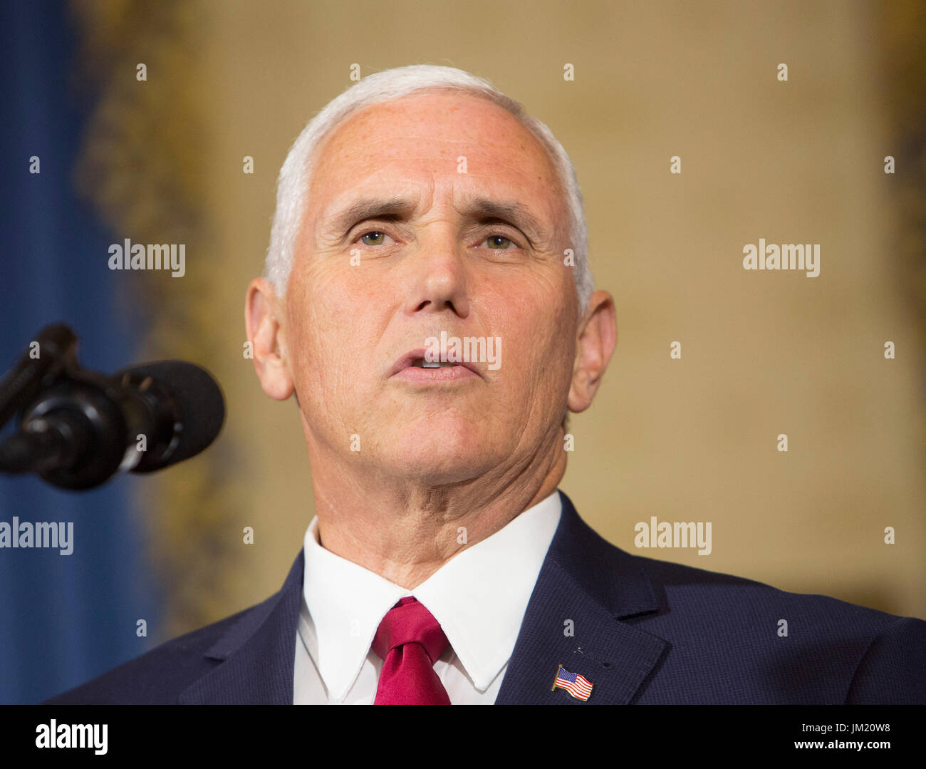 United States Vice President Mike Pence introduces President Trump to make a statement on health care at The White House in Washington, DC, July 24, 2017. Credit: Chris Kleponis/CNP /MediaPunch Stock Photo