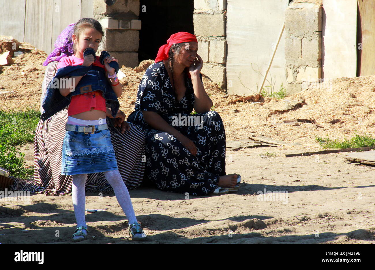 Gypsy beggar with a Russian child Gypsy beggar with a Russian child
