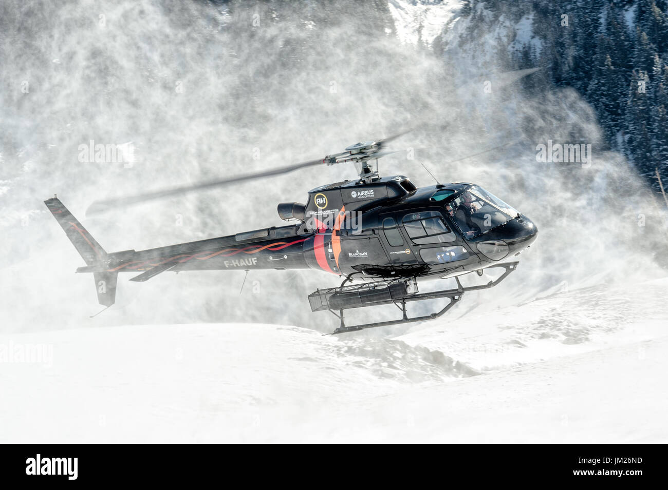 Take Off from Courchevel heliport Stock Photo
