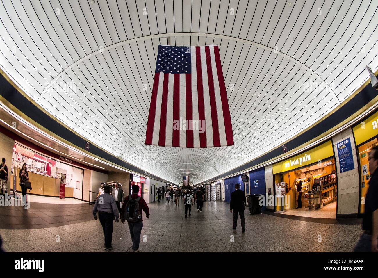 New York, new york, united states. 25th July, 2017. American flag hanging in Penn Station in NYC Credit: Sachelle Babbar/ZUMA Wire/Alamy Live News Stock Photo