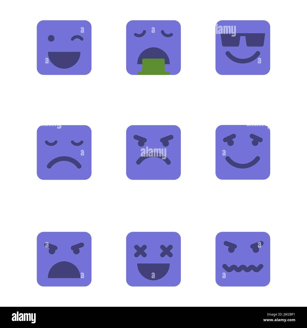 Squared emoticons vector icons set Stock Vector Image & Art - Alamy