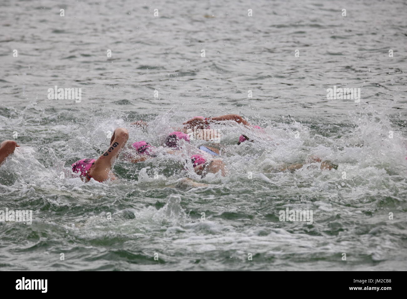 Triathlon swimmers swim race hi-res stock photography and images - Alamy
