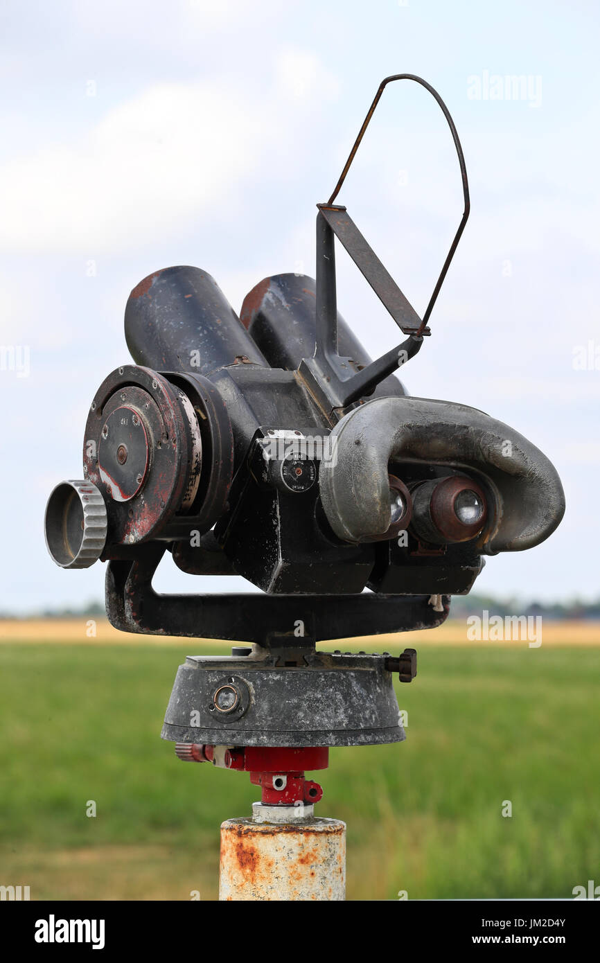 Binoculars viewer in a sky diving field Stock Photo